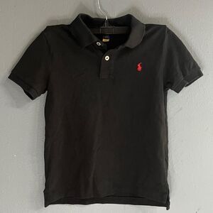Ralph Lauren Kids Polo Shirt in Black with Red Logo size 7 #744